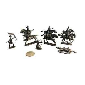 Vintage B&G Pewter Wild West Miniature Figurines Cowboys Indians Lot 9pc 60s 70s